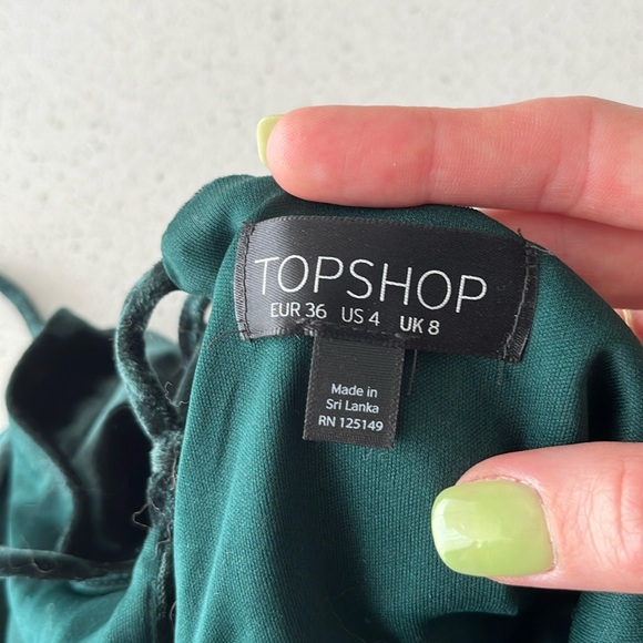 Top Shop Green Velvet-like Mini Dress - Picture 3 of 3